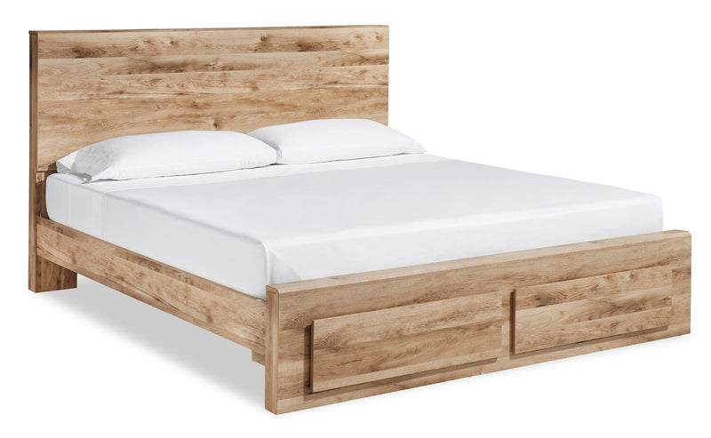 Derekson Storage Bed with 2 Built-In Footboard Drawers, Natural - Queen Size