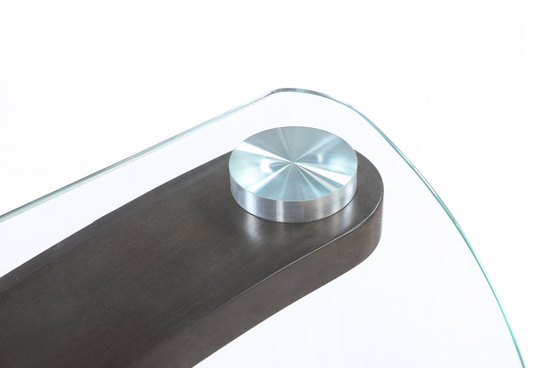 Jorja 46\" Modern Glass Top Sofa Table - Brown with Bentwoood Legs