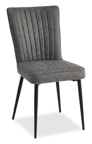 Tavo Dining Chair with Microfibre Polyester Fabric, Metal - Grey