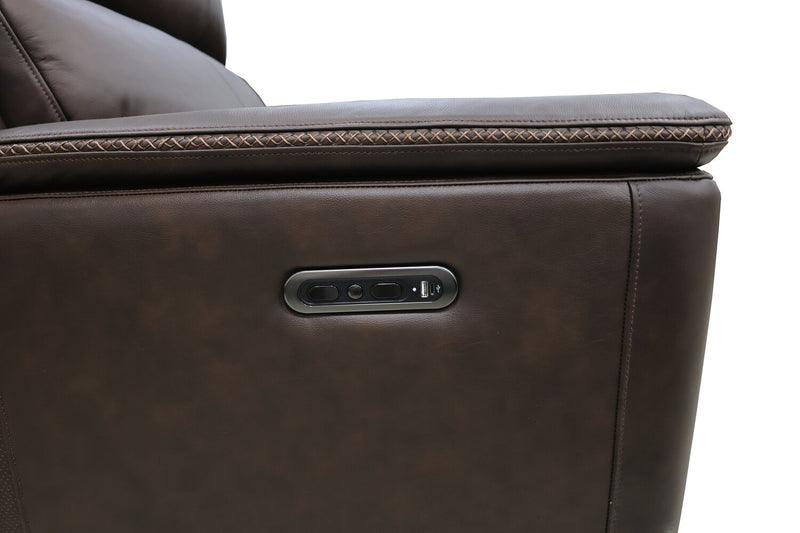 Vibe 40\" Genuine Leather Massage Power Reclining Chair with Immersive Audio and Power Headrests - Brown