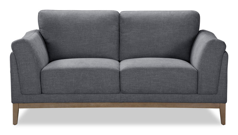 Valley 67.7\" Fabric Loveseat with Rubberwood Base and Legs - Pewter