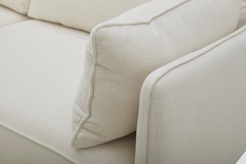 Cindy Crawford Home Gena 78.7\" Linen-Look Fabric Condo Size Sofa with Removable Back Cushions - Cotton White