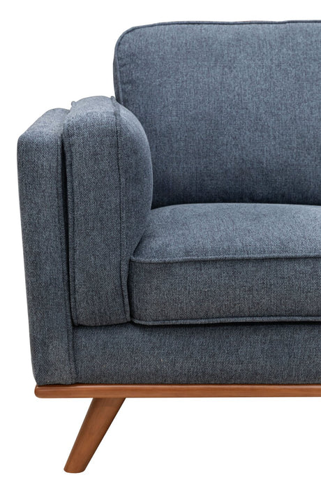 Kort & Co. Kassia 2-Piece Linen-Look Fabric Sectional with Wood Base and Legs - Blue