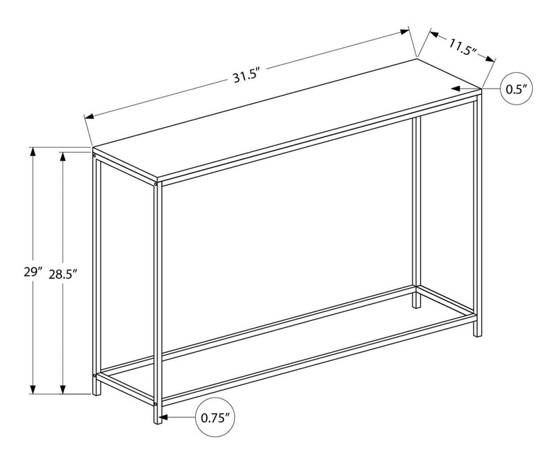 Alma 31.5\" Modern Sofa Table - Black with Black Metal Frame