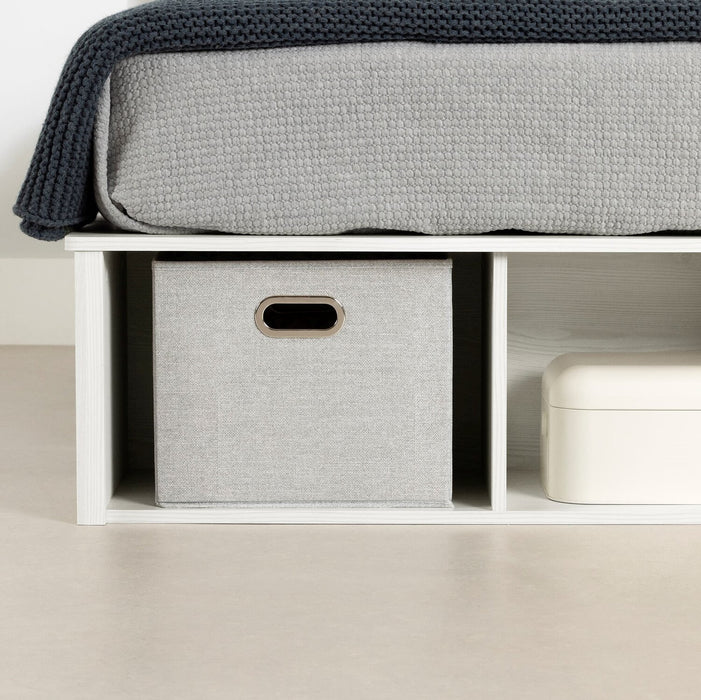 Everley Platform Bed with Built-in Storage & Baskets, White - Twin Size