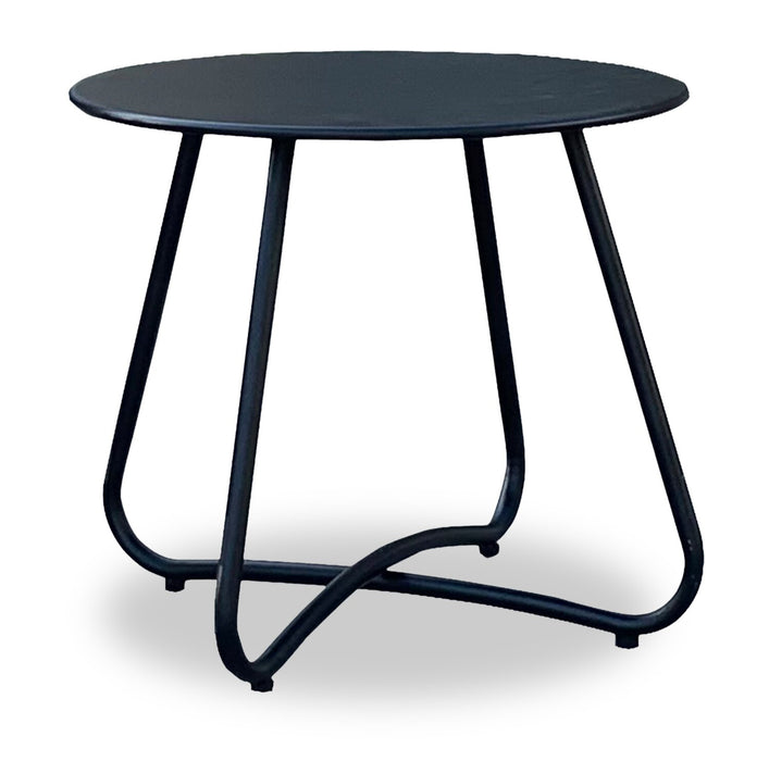 Sicily 3-Piece Outdoor Patio Conversation Set with 2 Chairs & Round Metal End Table - Resin Wicker, UV & Weather Resistant - Natural/Black