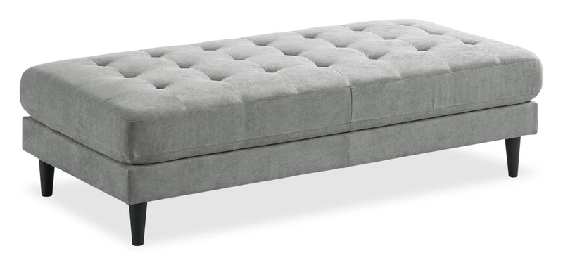 Metro 63\" Fabric Ottoman with Tufted Cushion - Grey