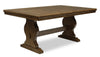 ["Clara Dining Table with 68-86\"W Extension, Trestle Base - Brown"]