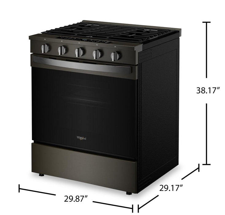 Whirlpool 5 Cu. Ft. Gas Range with Air Fry and WipeClean™ Coating - Black Stainless Steel - WSGS7530RV