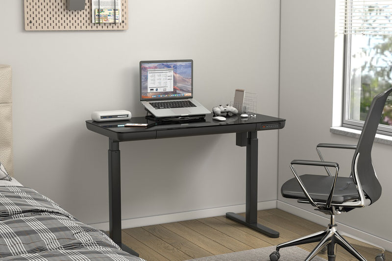 Metro 47.24” Height-Adjustable Office Desk with Storage and USB Ports - Black