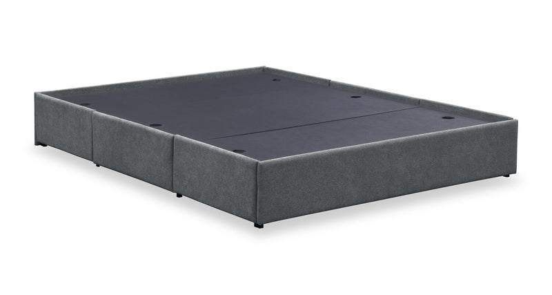 Amos Upholstered Storage Bed in Charcoal Fabric with Channelled Headboard & 3 Built-in Drawers - King Size