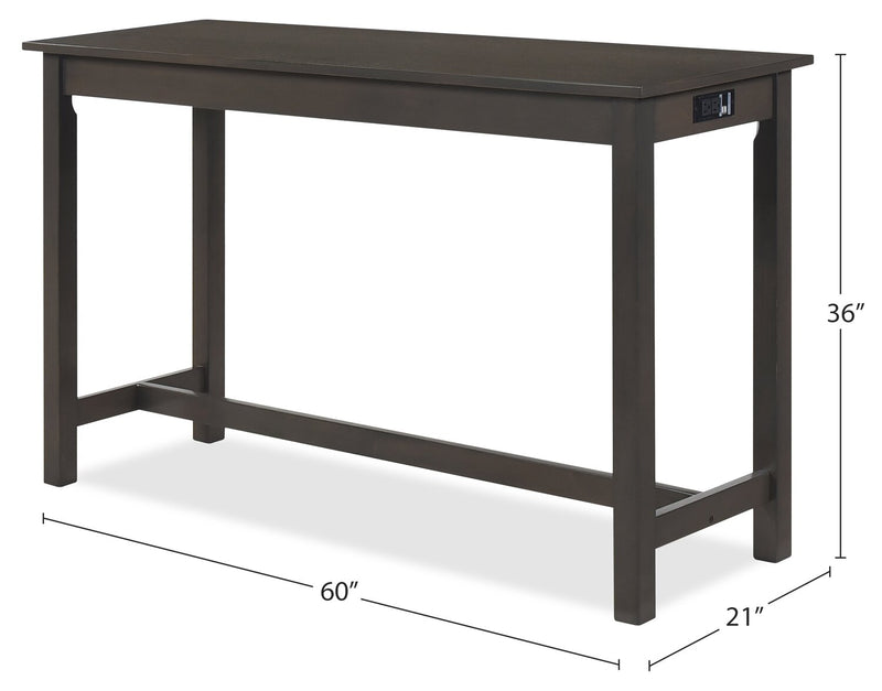 Noah 60” Modern Dinette with 3 Counter-Height Stools and USB Ports - Grey