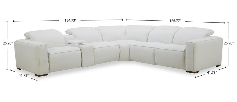 Essence 6-Piece Power Reclining Sectional with Power Headrests - Ivory
