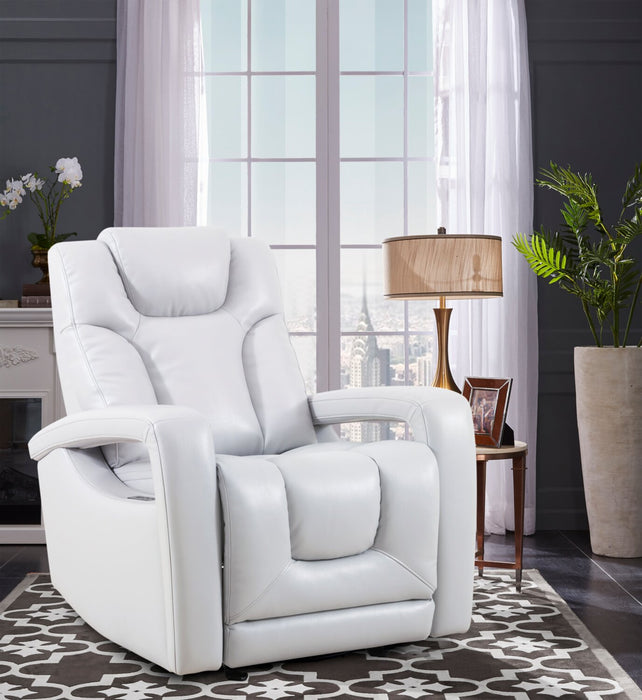 Kenzo 35\" Leather-Look Fabric Power Gliding Reclining Chair with Power Headrest, Footrest and USB Port - Fog Grey