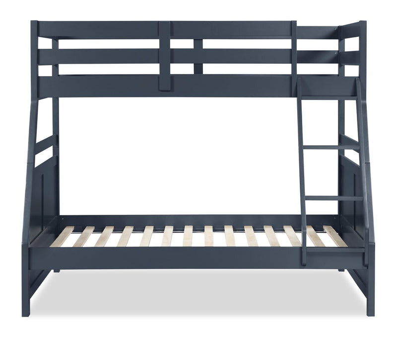 Quinn Bunk Bed with Ladder & Guard Rail for Kids, Blue - Twin/Full