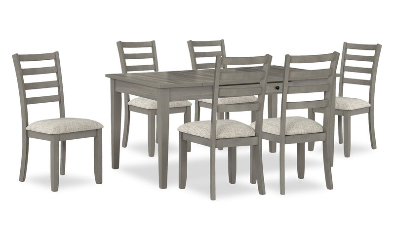 Cove 7pc Dining Table Set with Table & 6 Chairs, Storage Drawers, Melamine, 66\"W - Grey