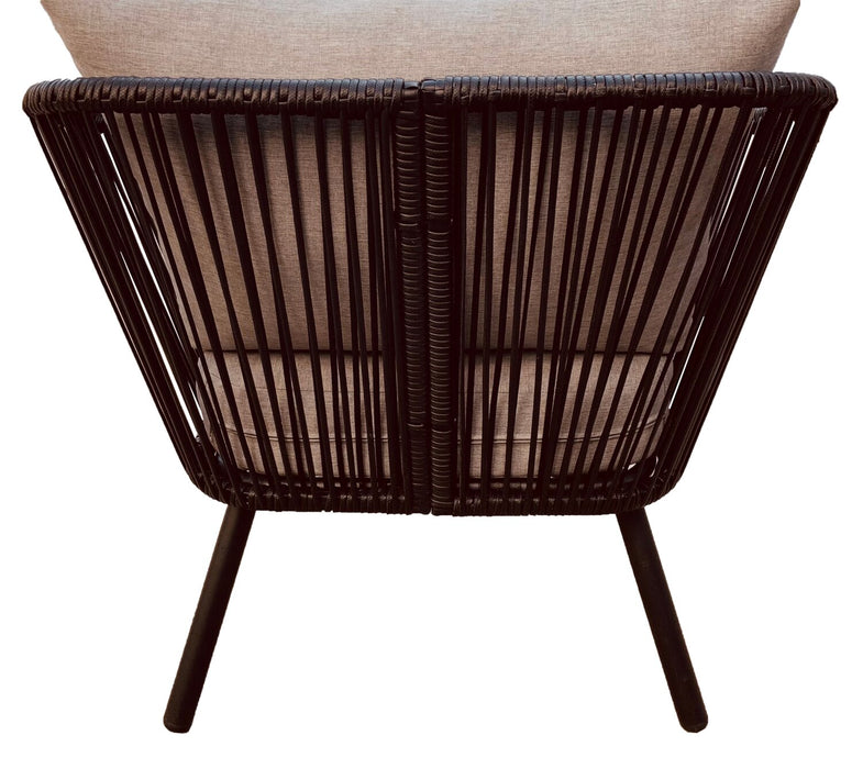 Porto 4-Piece Outdoor Patio Conversation Set with Loveseat, 2 Chairs & Coffee Table - Rope-like Wicker & Metal, UV & Weather Resistant - Black/Grey