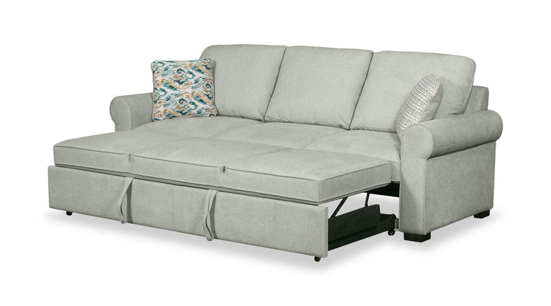Scott Living Haven 96\" Chenille Fabric Sleeper Sofa with Wood Legs - Seafoam Blue