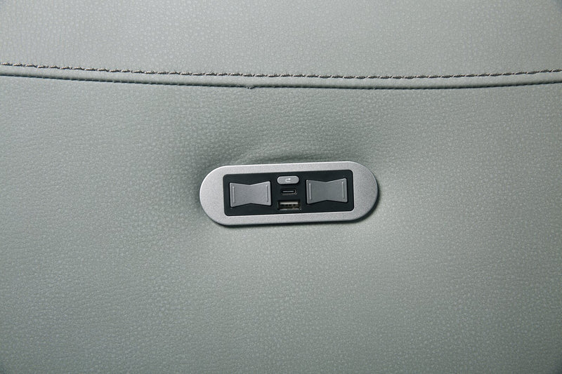 Gianna 76\" Genuine Leather Power Reclining Sofa with Power Headrests and USB Ports - Spa Blue