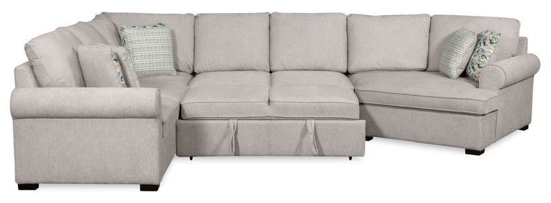 Scott Living Haven 3-Piece Right-Facing Chenille Fabric Cuddler Sleeper Sectional - Grey
