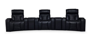 Zen 5-Piece Leather-Look Fabric Home Theatre Power Reclining Sectional with Massage and Two Storage Consoles - Black