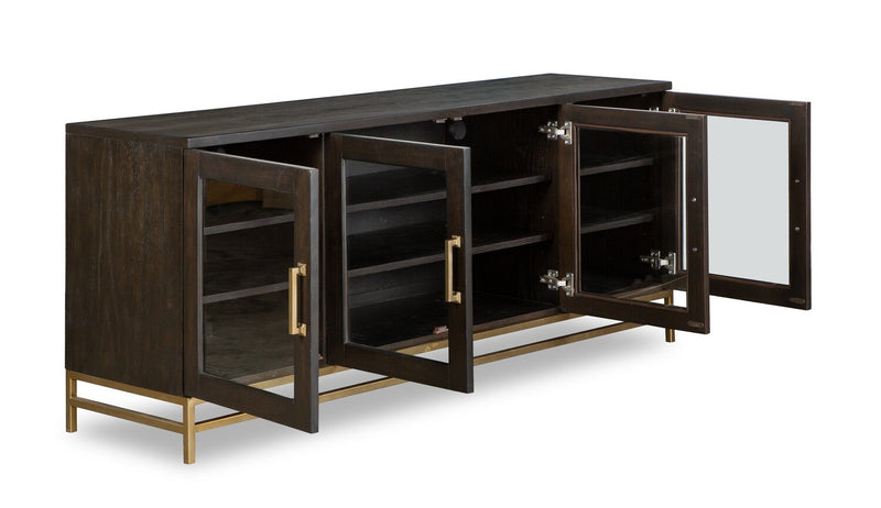 Cresset 70” Modern Solid Wood TV Stand with Storage and Cable Management for TVs up to 75\" - Coffee Bean