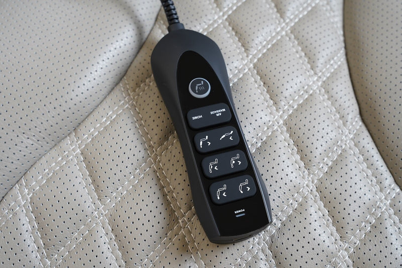 Elite 74\" Genuine Leather Massage Power Reclining Loveseat with Immersive Audio and Power Headrests - Putty