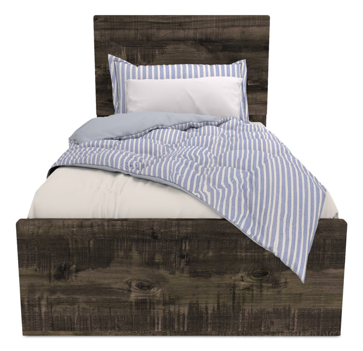 Riley 5pc Bedroom Set with Panel Bed, Dresser & Mirror, Made in Canada, Grey - Twin Size