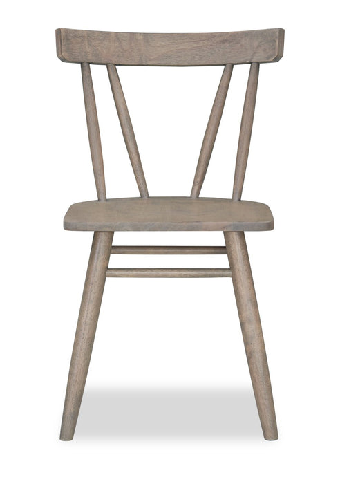 Remi 5pc Dining Set with Table & 4 Slat-Back Chairs, Glass & Wood, 42\"W Round- Black & Brown