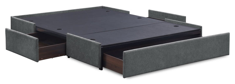 Amos Charcoal Upholstered Storage Bed Base - King