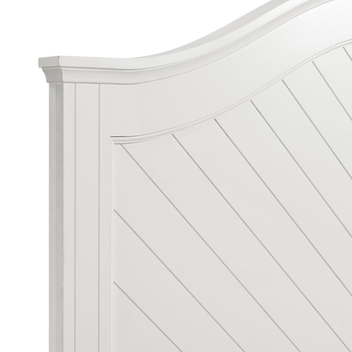 Ella Panel Bed with Headboard & Frame, Chevron Pattern, White - Full Size