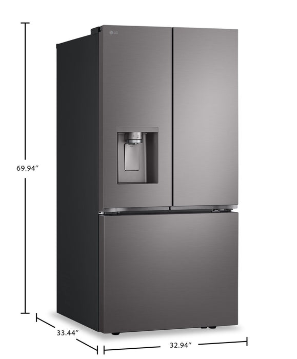 LG 33\" 25 Cu. Ft. French-Door Refrigerator with Dual Ice Makers - Black Stainless Steel - LF25S6330D