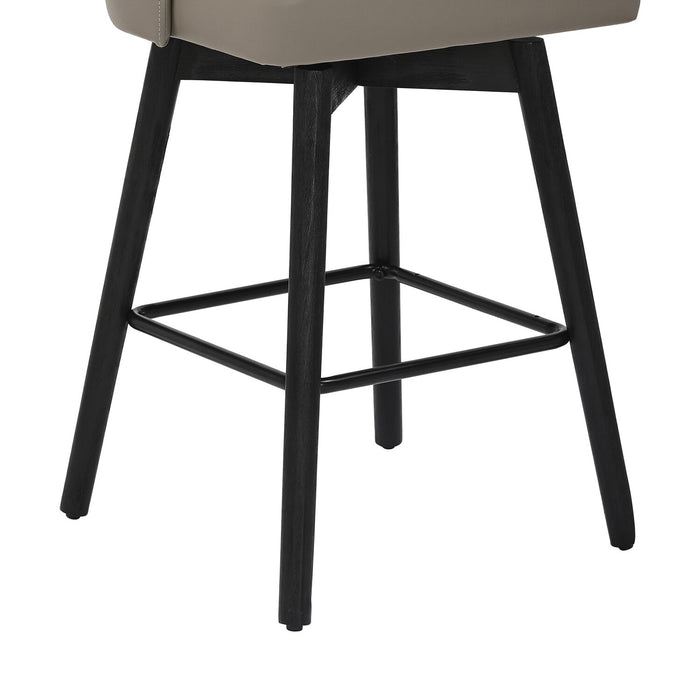 Nash Counter-Height Stool with Swivel Seat & Vegan Leather Fabric, 26.5\"H, Wood & Metal - Taupe