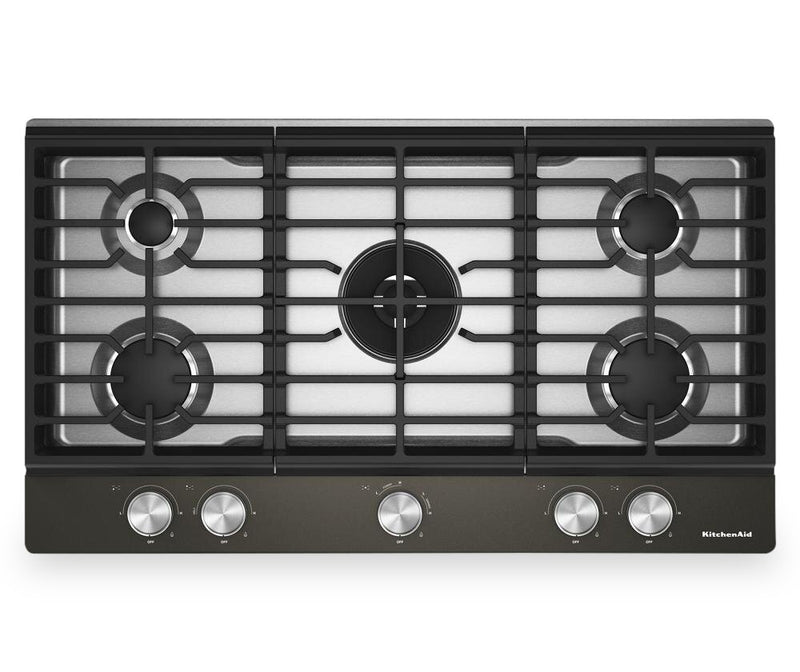 KitchenAid Gas-on-Metal Cooktop with Integrated Wok Grate - Black Ore - KCGK736SBE