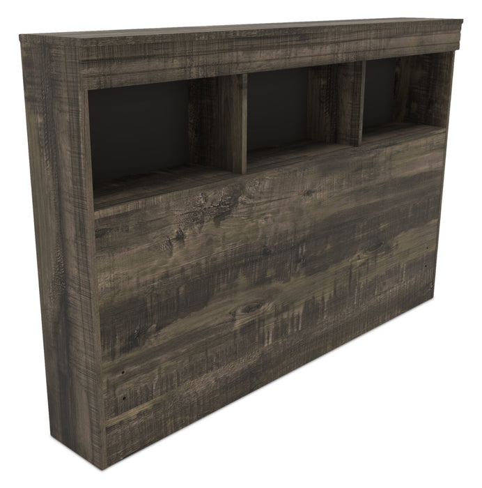 Riley Mates Bed with Bookcase Headboard Set for Kids, Made in Canada, Grey - Full Size