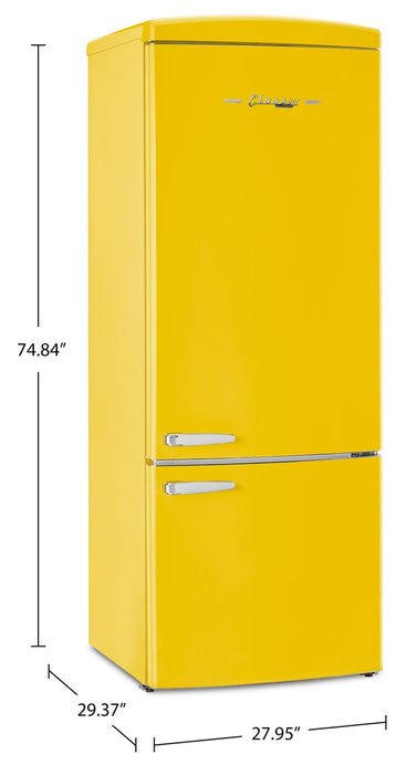 Unique Classic Retro 28\" 17 Cu Ft. Bottom Mount Refrigerator - Yellow - UNQ-310L Y TM