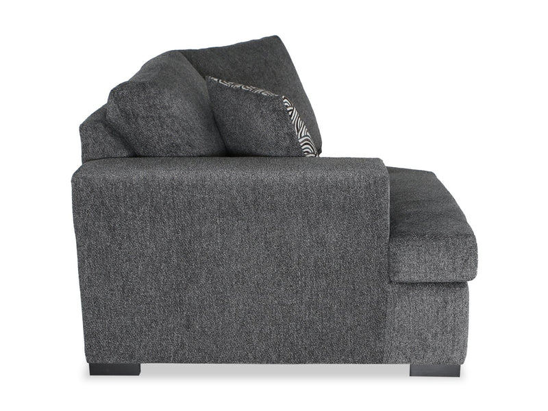 Made in Canada Legend 2-Piece Left-Facing Chenille Fabric Cuddler Sleeper Sectional - Pepper Grey