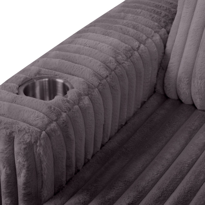 Kenny 52.8\" Ultra Plush Faux Fur Fabric Chaise Lounge – Grey 