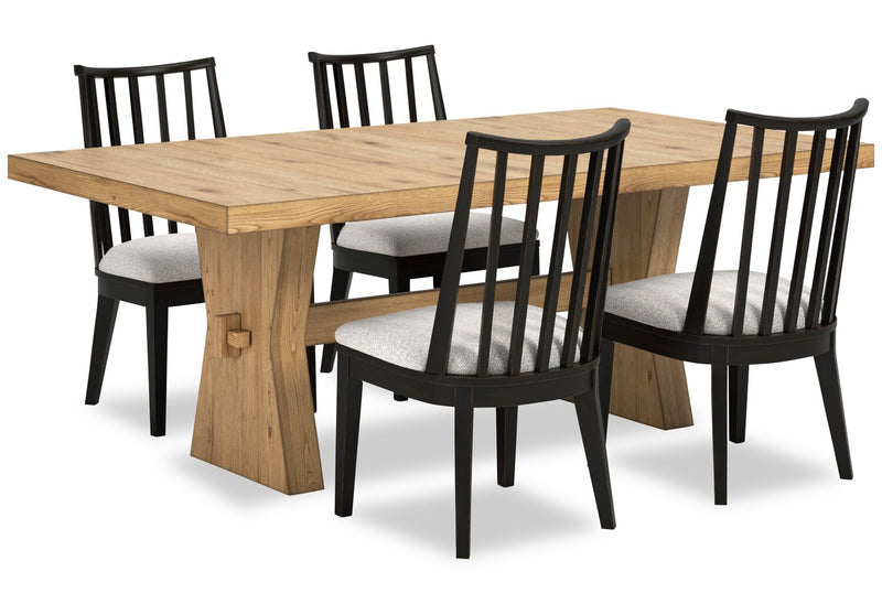 Shaw 5pc Dining Set with Table & 4 Chairs, Trestle Base, 78\"W - Natural