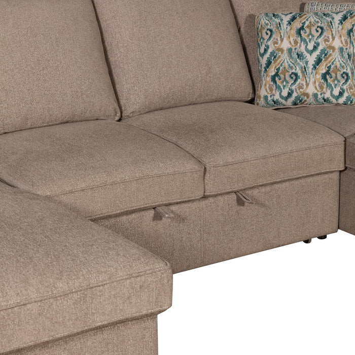 Scott Living Haven 4-Piece Left-Facing Chenille Fabric Sleeper Sectional with Storage Chaise - Taupe