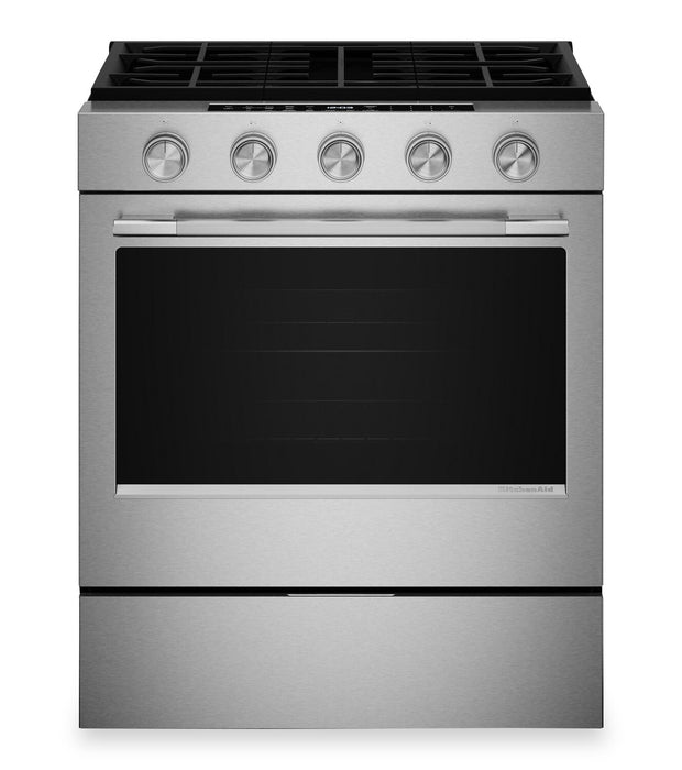 KitchenAid 30\" 5.0 Cu. Ft. Smart Slide-in Gas Range with Convection Modes - Fingerprint Resistant Stainless Steel - KSGS330SPS