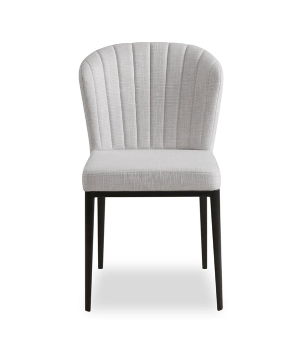 Zoe Dining Chair with Polyester Fabric & Channeled Tufting, Metal - Grey