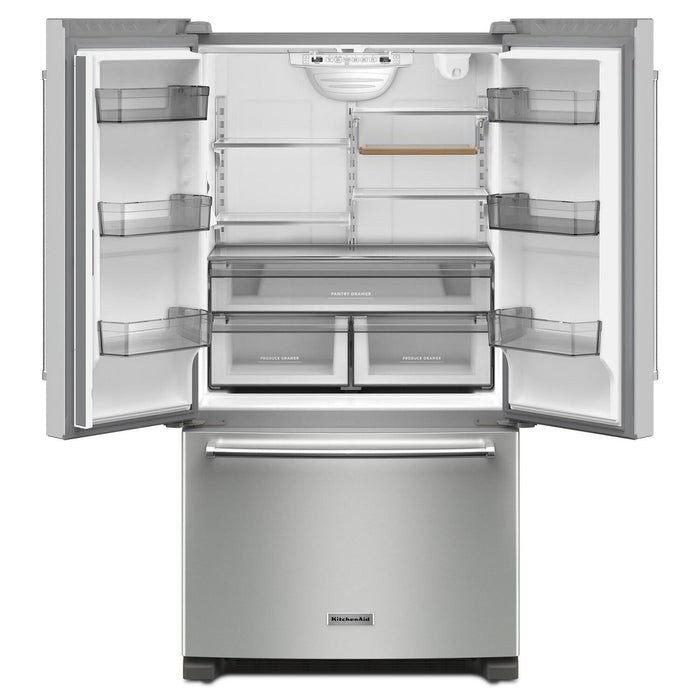 KitchenAid 36\" 20 Cu. Ft. Counter-Depth French-Door Refrigerator - Stainless Steel - KRFC136RPS