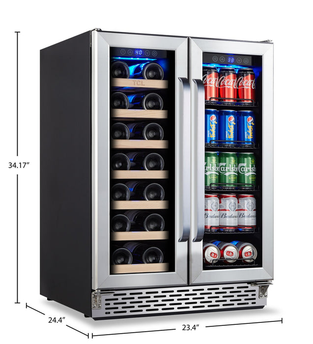 TCL 23.4\" 5.3 Cu. Ft. Dual-Zone Wine Cooler - Stainless Steel - B422D-CA
