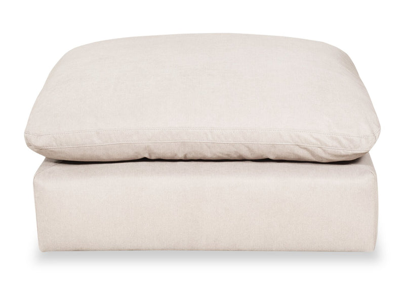 Eclipse Modular 4-Piece Linen-Look Fabric Sectional with Ottoman and Reversible Feather Down Cushions - Linen White