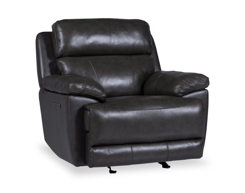 Sorrento 42\" Genuine Leather Power Reclining Chair with USB Port - Charcoal Grey