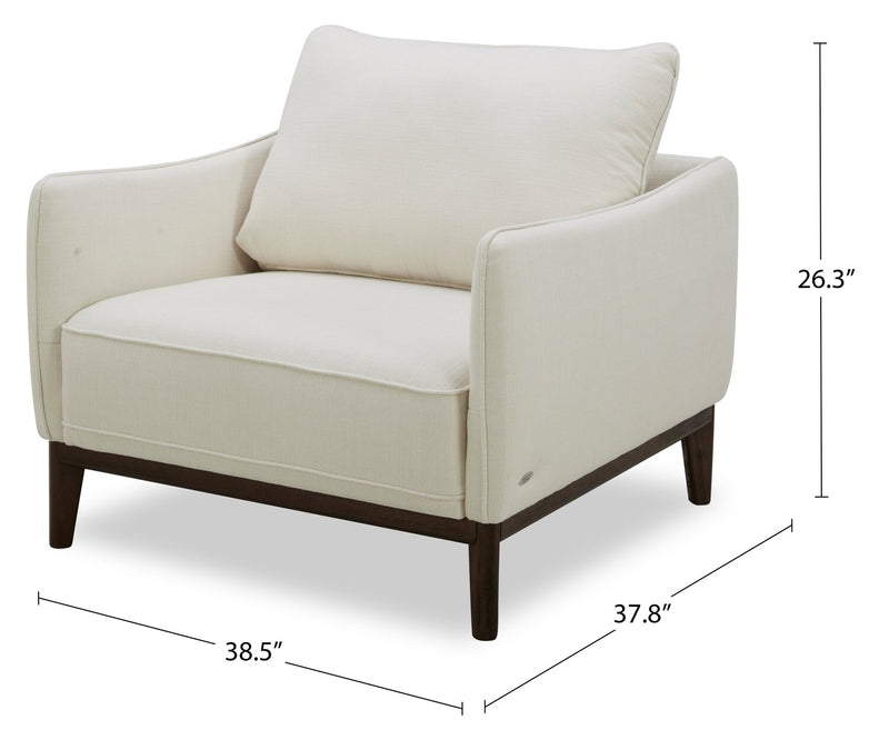 Cindy Crawford Home Gena 38.5\" Linen-Look Fabric Chair with Removable Back Cushion - Cotton White