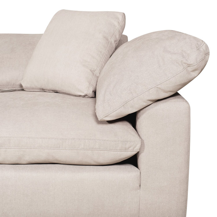 Eclipse Modular 6-Piece Linen-Look Fabric Sectional with Ottomans and Reversible Feather Down Cushions - Linen White