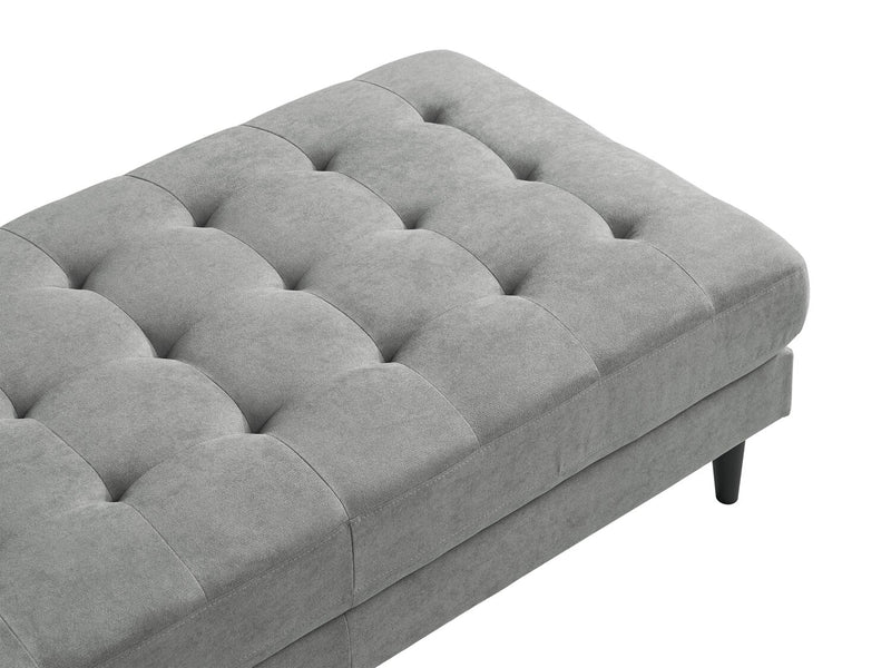 Metro 63\" Fabric Ottoman with Tufted Cushion - Grey