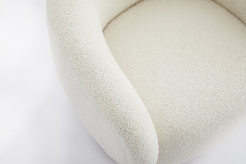 Solo 31.1\" Sherpa Fabric Curved Accent Chair - Ice Cream 
